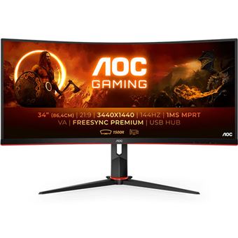 Monitor Gaming Curvo AOC CU34G2X/BK (34'' - 1 ms - 144 Hz - FreeSync)